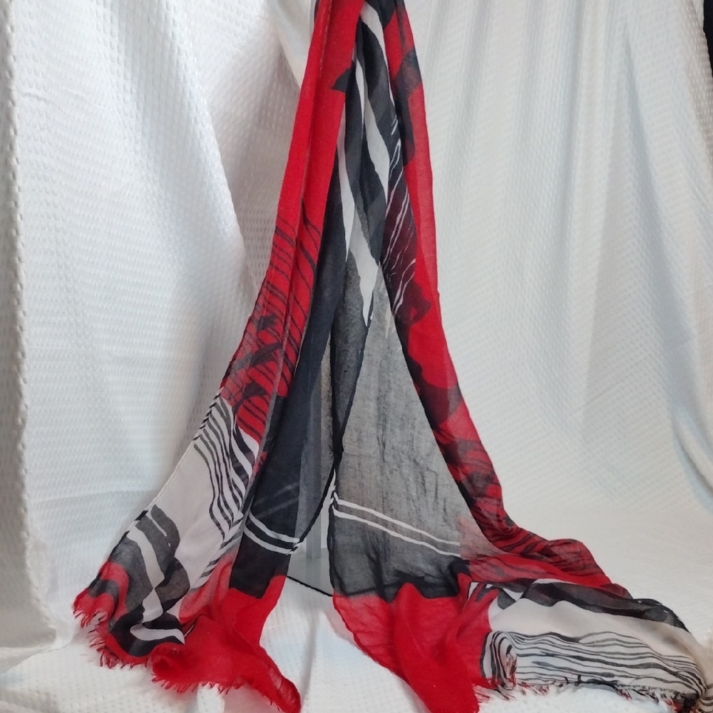Indigo Soul Vibrant Red and Black Scarf